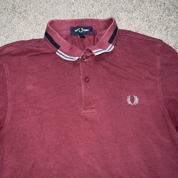 Fred Perry Other - Fred Perry Twin Tipped Mens Cotton Short Sleeve Polo Shirt in Oxblood Size M